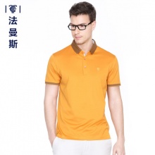 法曼斯2015夏装新款长绒棉短袖t恤商务男士休闲天丝翻领纯色...